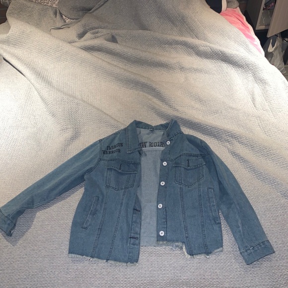 Pop Art Print Distressed Denim Jacket - Picture 5 of 7